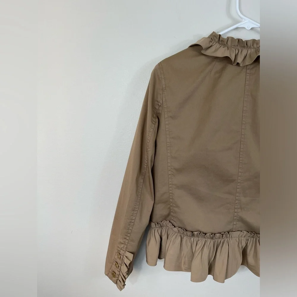 J.Crew Khaki Tan Ruffle Chino Jacket Cotton Casual Size 2 - Picture 11 of 14